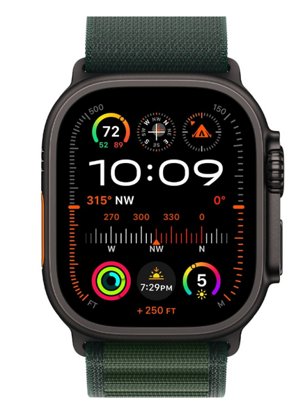 Смарт-годинник Apple Watch Ultra 2 GPS + Cellular 49mm Black Titan. Case w. Dark Green Alpine Loop - Small (MX4Q3) 19261 фото