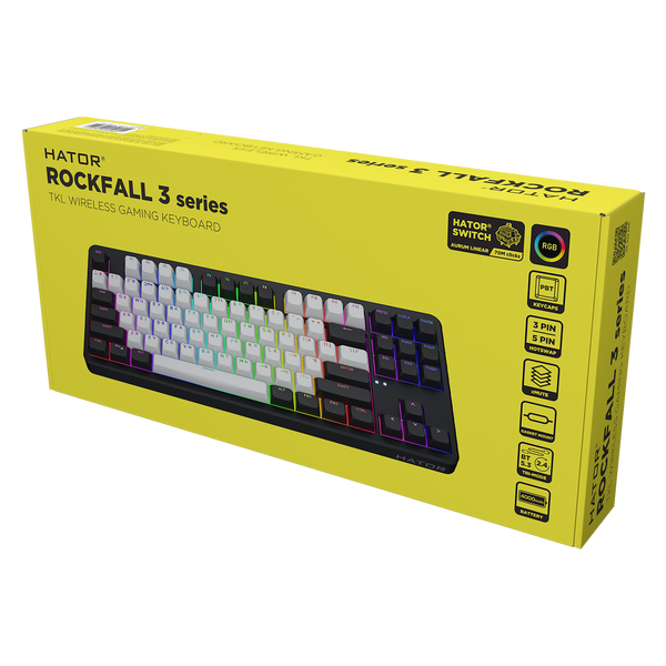 Клавиатура Hator Rockfall 3 Mecha TKL QMK/VIA Orange Wireless Black (HTK850UA) 77944 фото