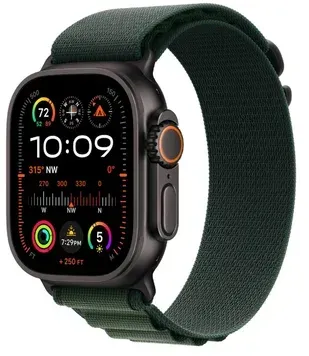 Смарт-годинник Apple Watch Ultra 2 GPS + Cellular 49mm Black Titan. Case w. Dark Green Alpine Loop - Large (MX4T3)