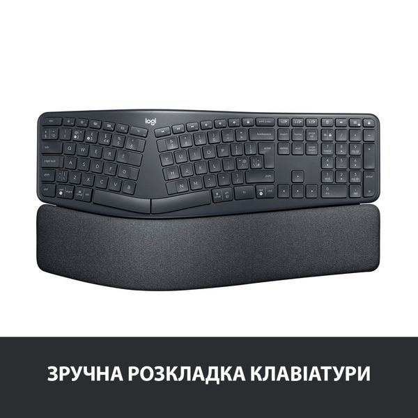 Клавіатура Logitech ERGO K860 for Business Bluetooth/Wireless UA Black (920-010352) 745279 фото