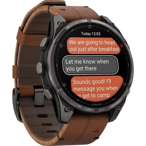 Смарт-часы Garmin Fenix 8 Pro 47 mm Carbon Gray DLC Titanium with Chestnut Leather Band (010-03198-40) 267644 фото