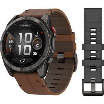 Смарт-часы Garmin Fenix 8 Pro 51 mm AMOLED Carbon Gray DLC Titanium with Chestnut Leather Band (010-03199-40) 273116 фото