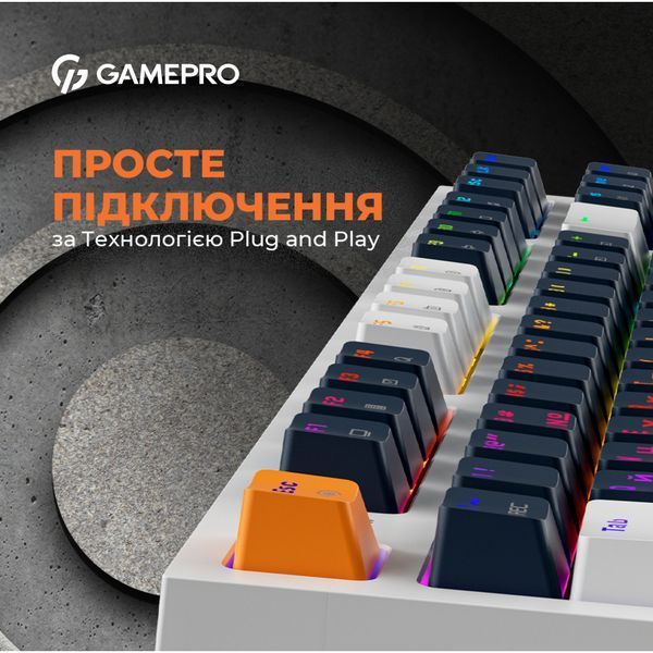 Клавіатура GamePro MK180W Hot-Swap Red Swich RGB USB UA White (MK180W) 927933 фото