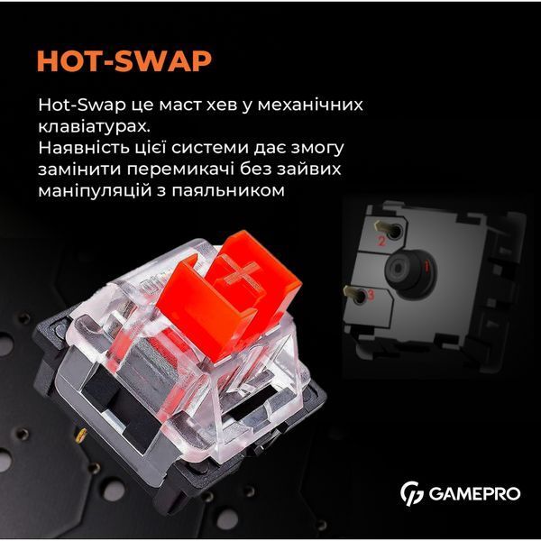Клавіатура GamePro MK180W Hot-Swap Red Swich RGB USB UA White (MK180W) 927933 фото