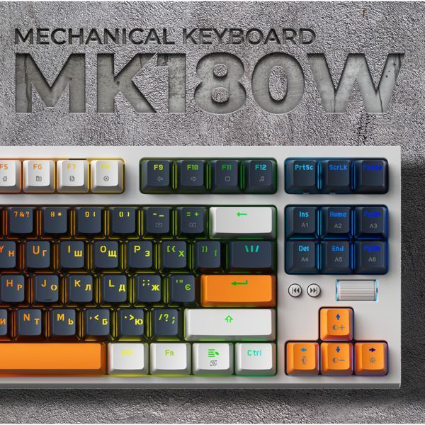 Клавіатура GamePro MK180W Hot-Swap Red Swich RGB USB UA White (MK180W) 927933 фото