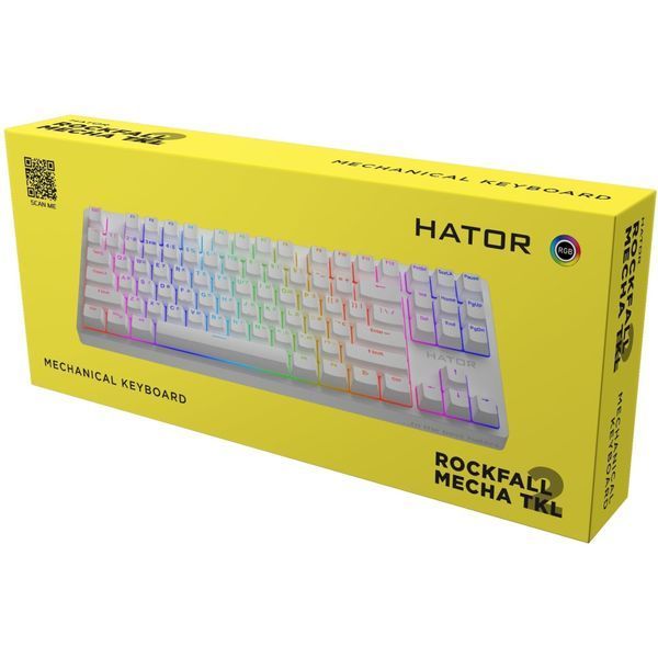 Клавіатура Hator Rockfall 2 Mecha TKL Orange USB White (HTK-521) 00-00068894 фото