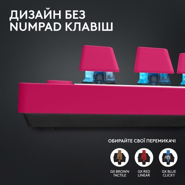 Клавиатура Logitech G PRO X TKL Lightspeed Tactile USB UA Magenta (920-012159) 886259 фото