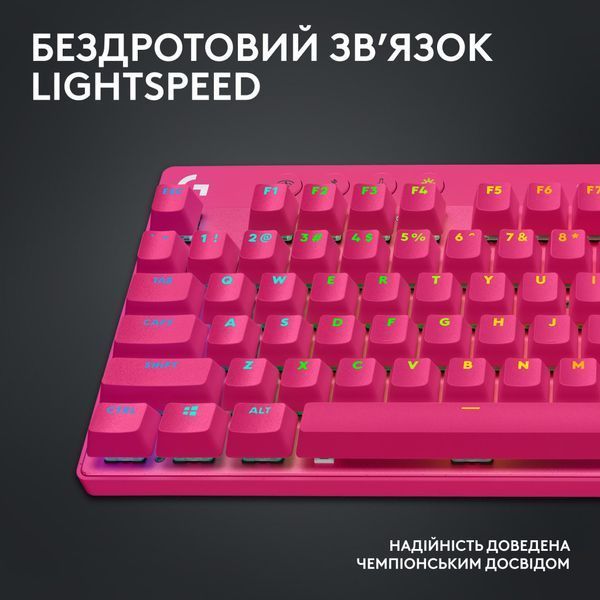 Клавиатура Logitech G PRO X TKL Lightspeed Tactile USB UA Magenta (920-012159) 886259 фото
