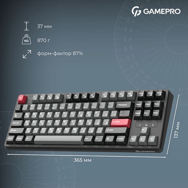 Клавіатура GamePro Asgard Ragnar Wireless/Bluetooth/USB UA Black (MK285BK) 305104 фото