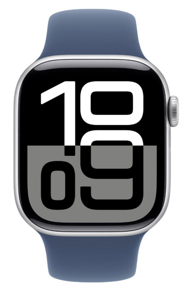 Смарт-часы Apple Watch Series 10 GPS, 46mm Silver Aluminum Case with Denim Sport Band (M/L) (MWWM3) 19239 фото