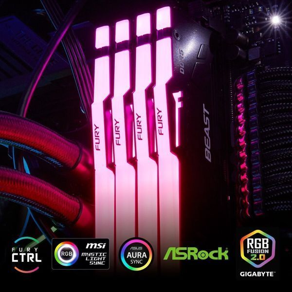Оперативна пам'ять DDR5 64GB (2x32GB) 6000 MHz Beast RGB Kingston Fury (ex.HyperX) (KF560C36BBEAK2-64) KF560C36BBEAK2-64 фото