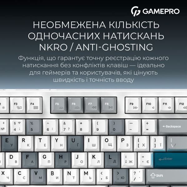 Клавиатура GamePro Asgard Ragnar Wireless/Bluetooth/USB UA White (MK285WH) 305106 фото