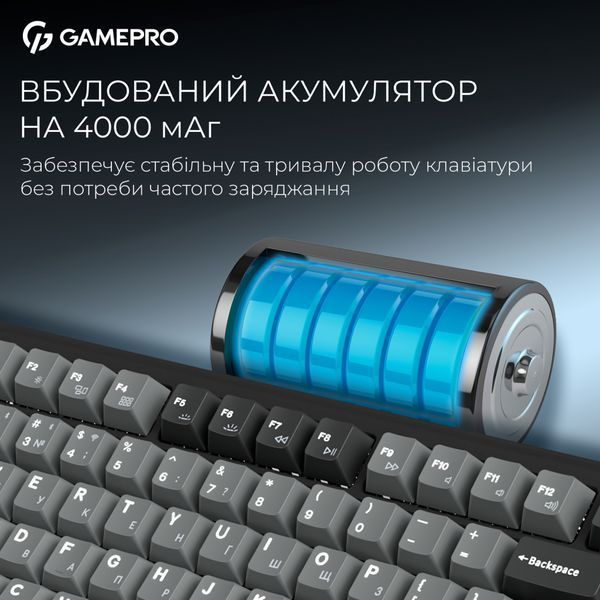 Клавіатура GamePro Asgard Yord Wireless/Bluetooth/USB UA Black (MK266BK) 305109 фото