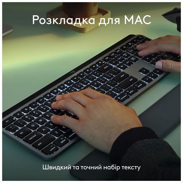 Клавиатура Logitech MX Keys S для MAC Bluetooth/Wireless UA Space Grey (920-011637) 932254 фото