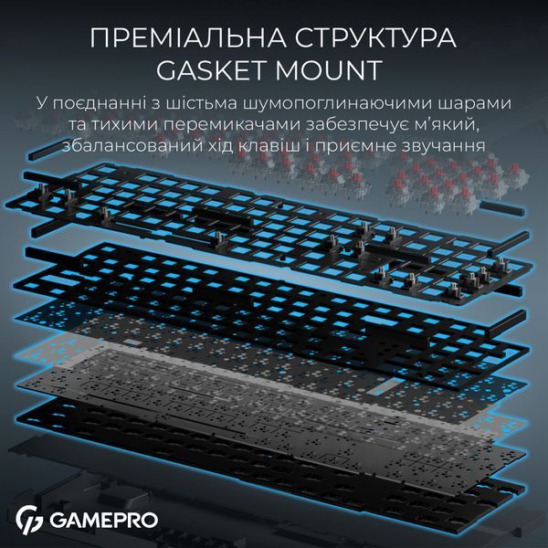 Клавиатура GamePro Asgard Drakkar Keychron Super Red Switch Wireless/Bluetooth/USB UA Black (MK305BK) 349960 фото