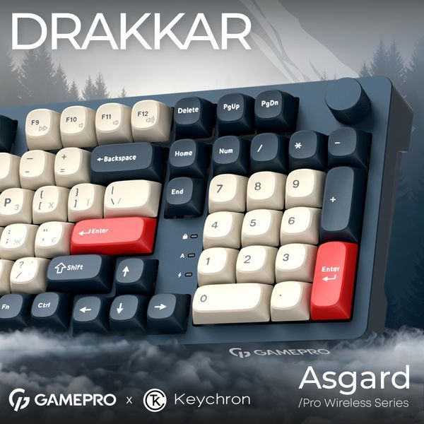 Клавіатура GamePro Asgard Drakkar Keychron Super Red Switch Wireless/Bluetooth/USB UA Blue (MK305BL) 349964 фото