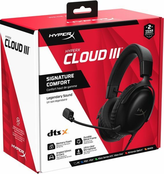Игровая гарнитура HyperX Cloud III, mini-jack/USB-A/USB-C, 1.2м/1.3м (727A8AA) 727A8AA фото
