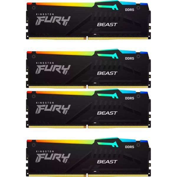 Оперативна пам'ять DDR5 128GB (4x32GB) 5600 MHz Beast RGB XMP Kingston Fury (ex.HyperX) (KF556C40BBAK4-128) KF556C40BBAK4-128 фото