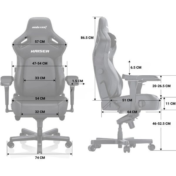 Игровое кресло Anda Seat Kaiser 4 PVC Size XL Black (AD12YDDC-XLL-20-B-PV/C) AD12YDDC-XLL-20-B-PV/C фото