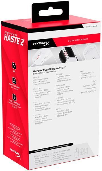 Игровая мышка HyperX Pulsefire Haste 2, RGB, USB-A, USB White (6N0A8AA) 776241 фото