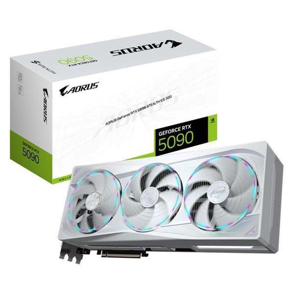 Видеокарта GIGABYTE GeForce RTX 5090 32GB GDDR7 AORUS STEALTH ICE GV-N5090AORUSST_ICE-32GD фото