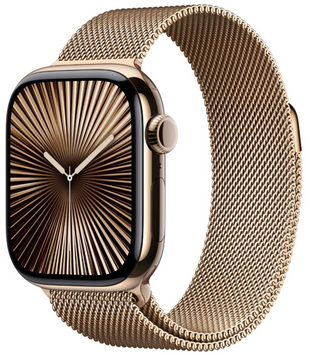 Смарт-часы Apple Watch Series 10 GPS + LTE, 42mm Gold Titanium Case with Gold Milanese Loop (MX083) 349906117 фото