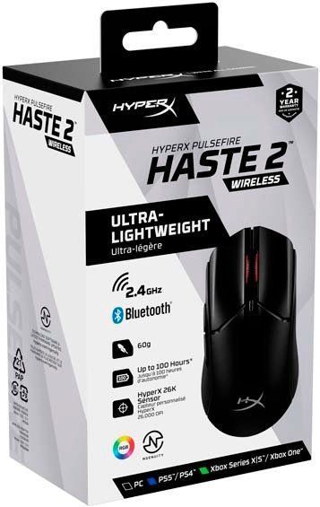 Игровая мышка HyperX Pulsefire Haste 2, RGB, USB-A/WL/BT (6N0B0AA) 776237 фото