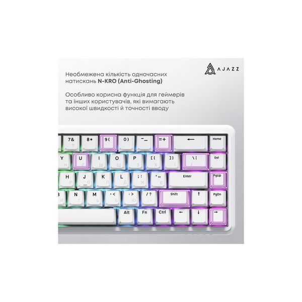 Клавіатура Ajazz AK680 MAX Magnetic Switch RGB USB White (AK680-WM-W-A) 00-00083228 фото