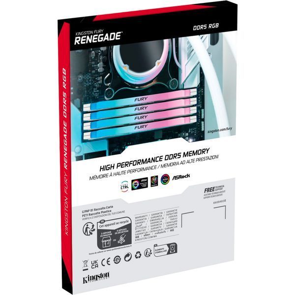 Оперативная память DDR5 32GB (2x16GB) 8000 MHz Renegade RGB White XMP Kingston Fury (ex.HyperX) (KF580C38RWAK2-32) KF580C38RWAK2-32 фото