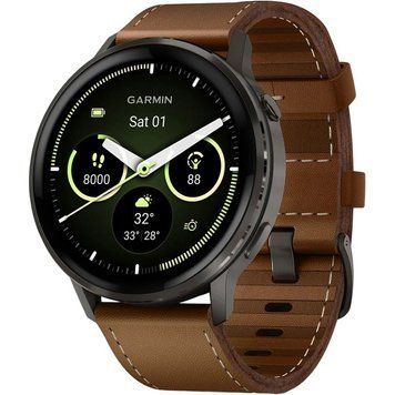 Смарт-часы Garmin Venu 4 45mm Slate with Brown Leather Band (010-03014-03) 303442 фото