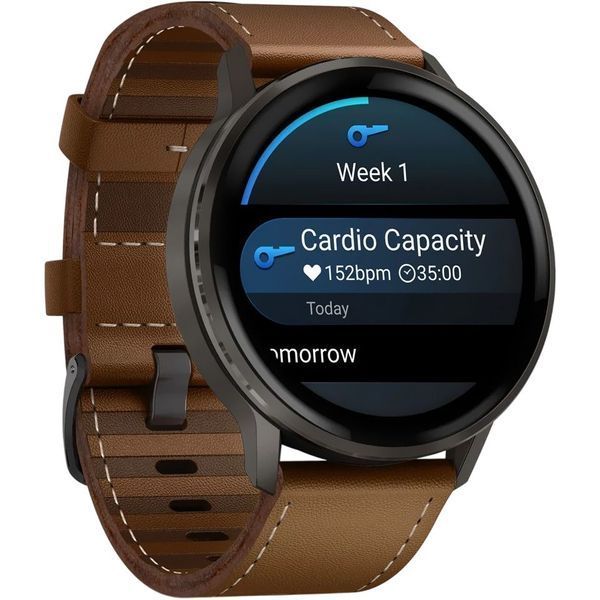 Смарт-часы Garmin Venu 4 45mm Slate with Brown Leather Band (010-03014-03) 303442 фото