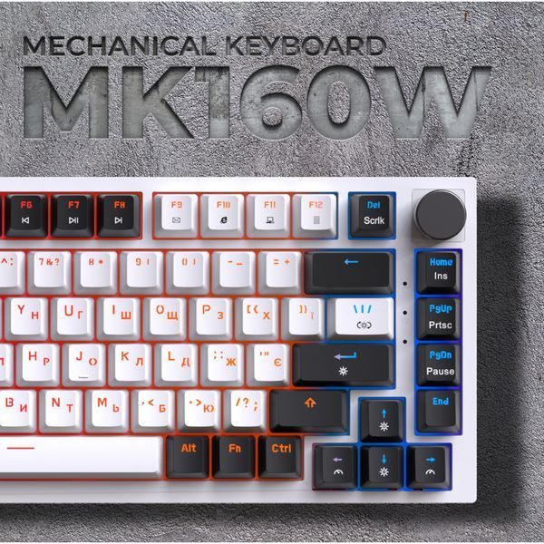 Клавиатура GamePro MK160W Hot-Swap Red Swich RGB USB UA White (MK160W) 927928 фото