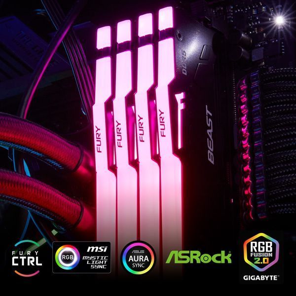 Оперативная память DDR5 32GB 5200 MHz Beast RGB Kingston Fury (ex.HyperX) (KF552C40BBA-32) KF552C40BBA-32 фото